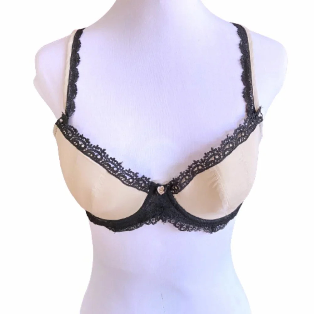 Felina Underwire Bra, Beige with Black Lace 38C